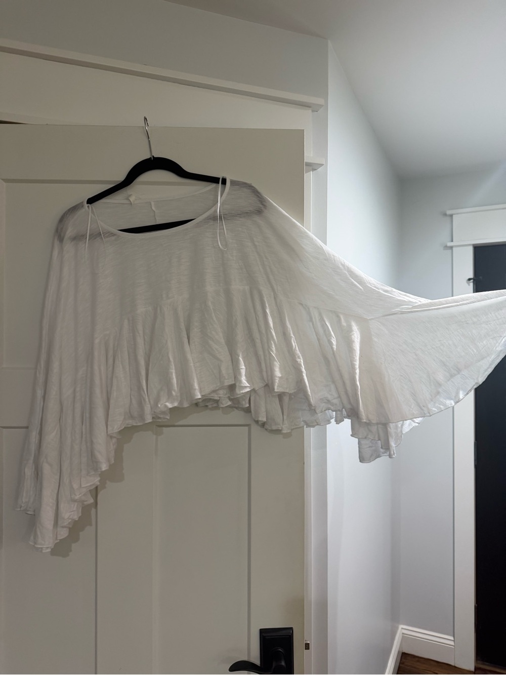 Altar'd State White Flowy Ruffle-Hem Tunic